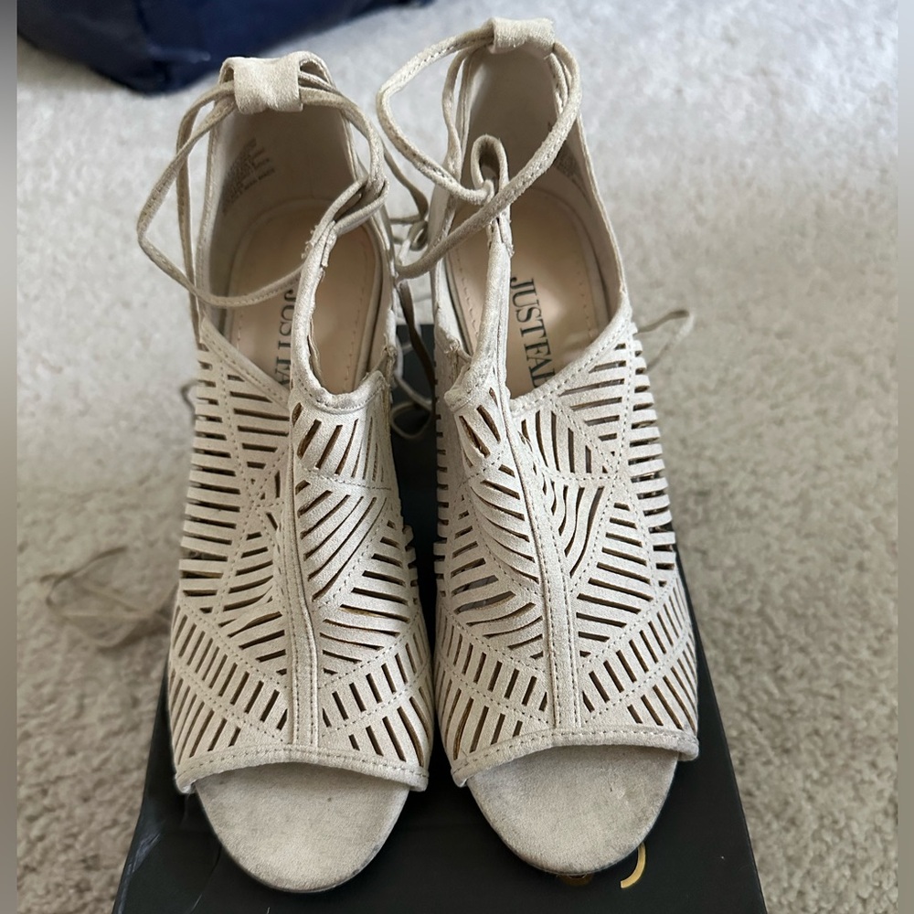 JustFab Women's White Cutout Heels